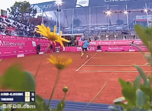 A Tennis Match Is Being Played In Front Of A Millennium Stadium GIF