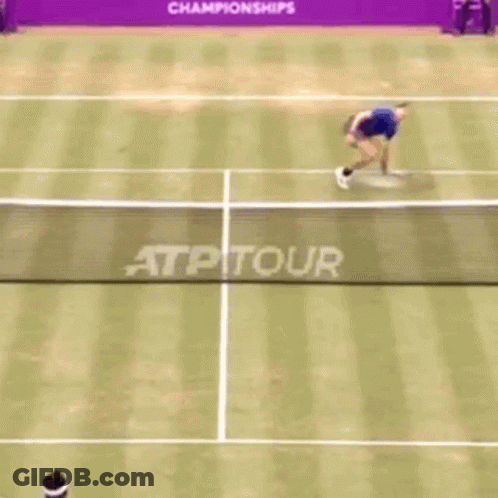 A Tennis Match Is Being Played On A Court That Says Atptour GIF