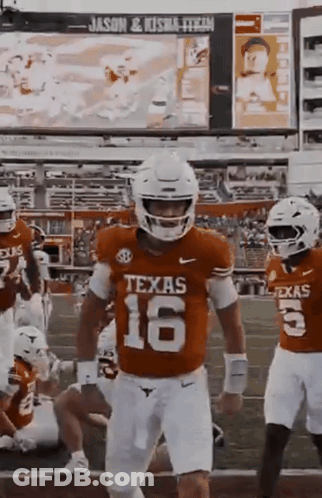 A Texas Football Player Wearing The Number 16 Jersey GIF