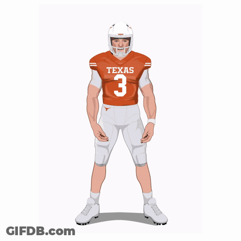 A Texas Football Player With The Number 3 On His Shirt GIF