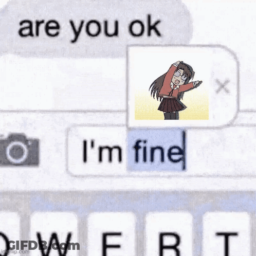 A Text Message With A Picture Of A Girl And The Words Are You Ok I 'M Fine . GIF