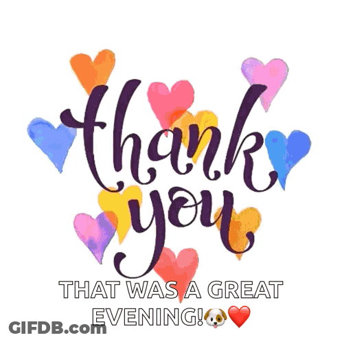 Thank You Card Great Evening With Hearts GIF