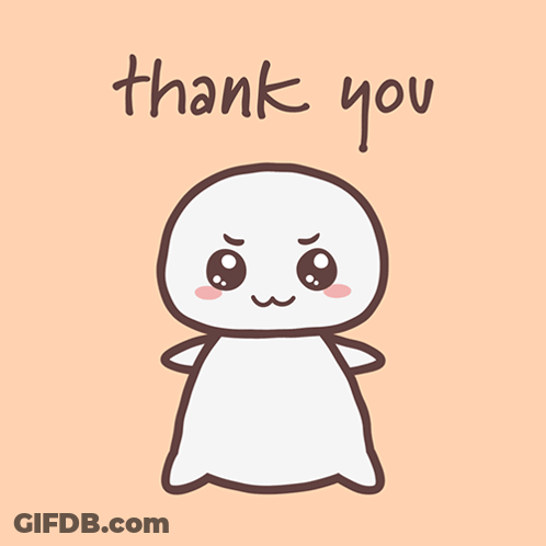 A Thank You Card With A Cartoon Character On It GIF