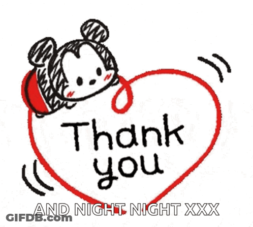 A Thank You Card With A Mickey Mouse In A Red Hat GIF