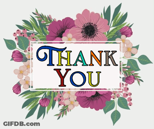 A Thank You Card With Flowers And Leaves GIF