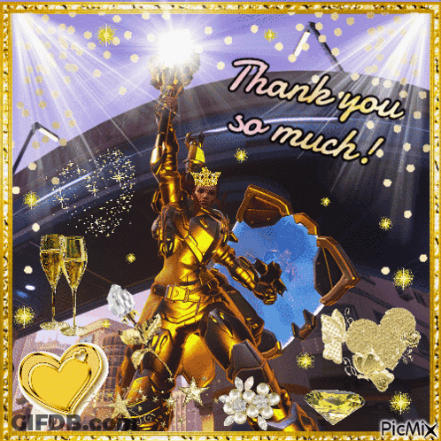 A Thank You So Much Greeting Card With A Gold Knight GIF