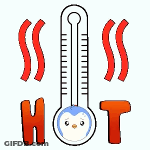 A Thermometer With A Penguin On It And The Word Hot Behind It GIF