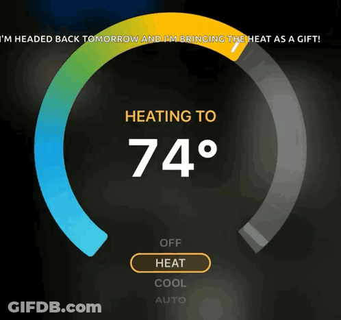 A Thermostat Displays That The Temperature Is 74 Degrees GIF
