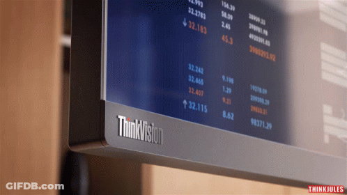 A Thinkvision Monitor Is Displaying A Financial Chart GIF
