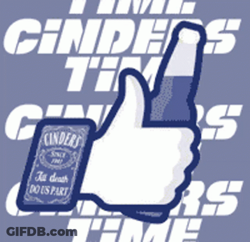 A Thumbs Up With A Cinders Whiskey Label GIF