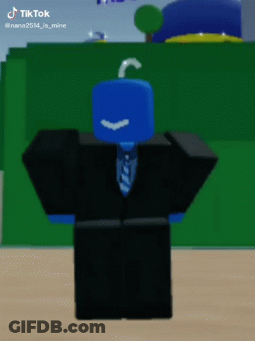 A Tiktok Video Of A Blue Roblox Character GIF