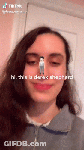 A Tiktok Video Of A Girl With A Man On Her Nose Says Hi This Is Derek Shepherd GIF