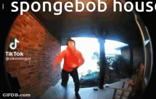 A Tiktok Video Of A Man Dancing In Front Of A Door GIF