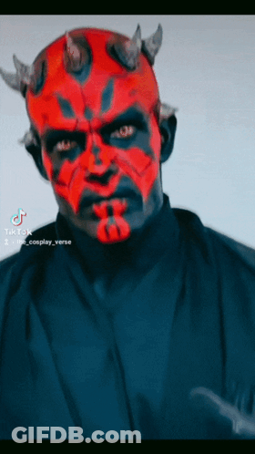 A Tiktok Video Of A Man Dressed As Darth Maul With Horns GIF
