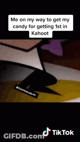 A Tiktok Video Of A Person Getting Their Candy For Getting 1St In Kahoot . GIF