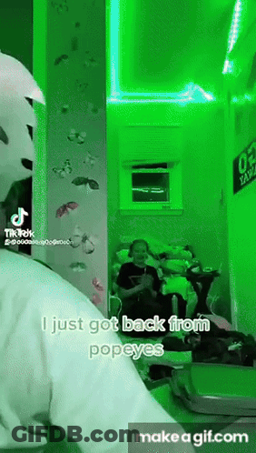 A Tiktok Video Of A Person Saying They Just Got Back From Popeyes GIF