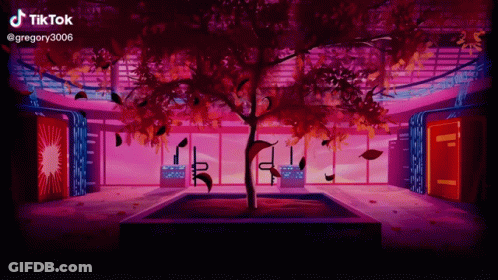 A Tiktok Video Of A Tree With Leaves Falling GIF