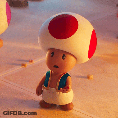 A Toad With A Red And White Polka Dot Hat GIF