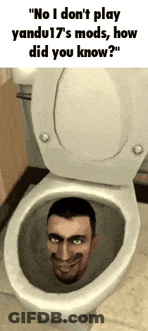 A Toilet With A Man 'S Face Sticking Out Of It GIF