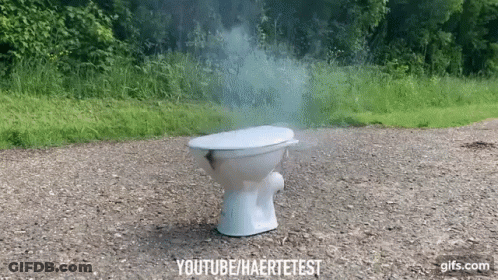A Toilet With Smoke Coming Out Of It And The Words Youtube / Haertetest GIF