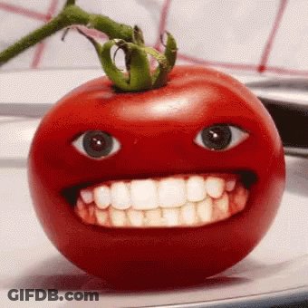 A Tomato With A Big Smile On It GIF