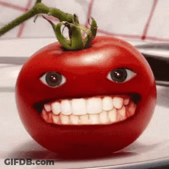 A Tomato With A Big Smile On It GIF