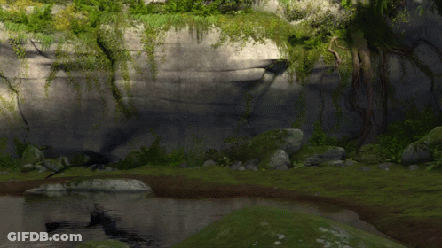A Toothless Dragon Is Flying Over A Forest GIF