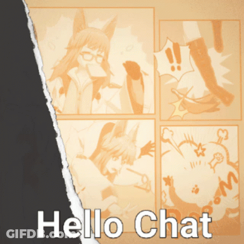 A Torn Piece Of Paper With The Words Hello Chat Written On It GIF
