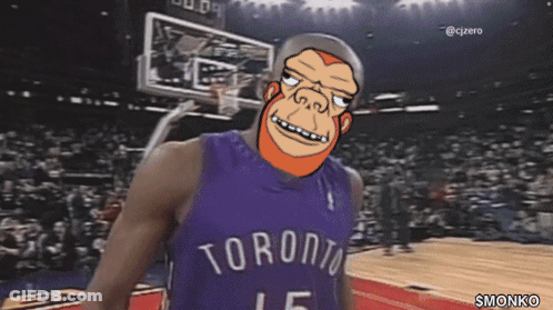 A Toronto Basketball Player Wearing A Purple Jersey GIF