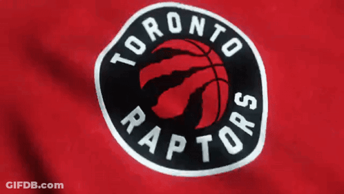 A Toronto Raptors Logo Is On A Red Shirt GIF
