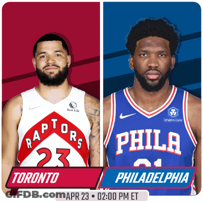 A Toronto Raptors Player And A Philadelphia Flyer GIF