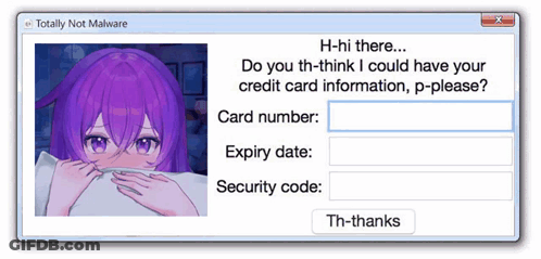 Purple Haired Anime Girl Not Malware Window GIF