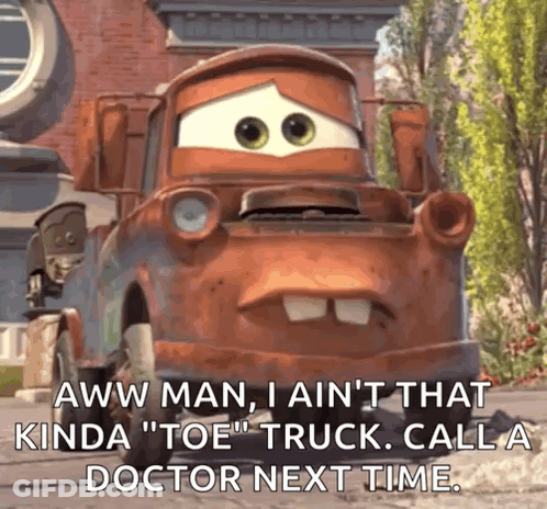 Tow Truck From Cars Saying Aww Man GIF