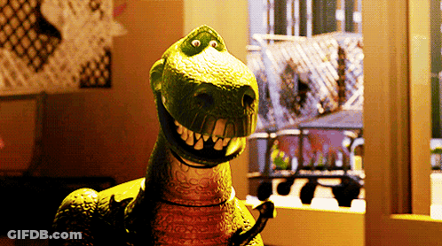 A Toy Dinosaur From The Movie Toy Story GIF