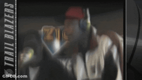 A Trail Blazers Advertisement With A Blurry Image Of A Man GIF
