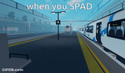 A Train Station With The Words " When You Spad " Written Above It GIF