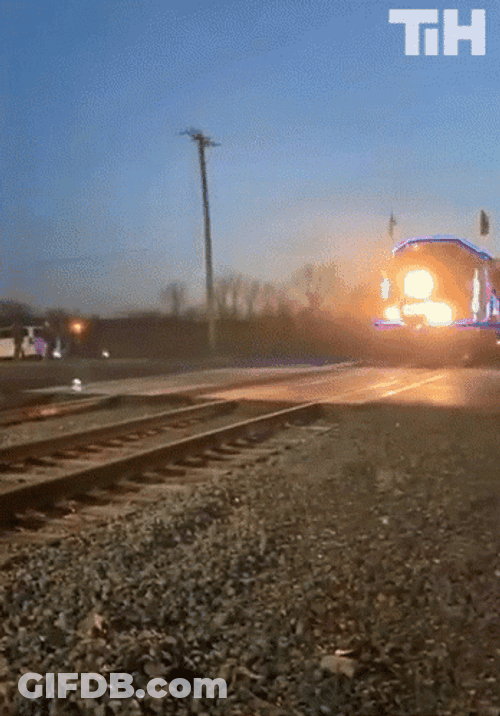 A Train With Decorative Lights GIF