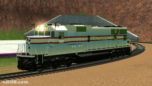 A Train With The Number 920 On The Front Of It GIF