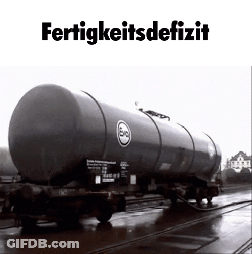 A Train With The Word Fertigkeitsdefizit On The Bottom GIF