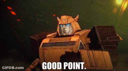 A Transformer Robot Is Saying `` Good Point '' . GIF