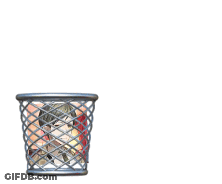 A Trash Can Next To A Picture Of A Boy GIF