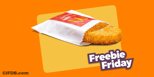 A Tray Of Chicken Nuggets Next To A Cup Of Ketchup With The Words Freebie Friday Below GIF