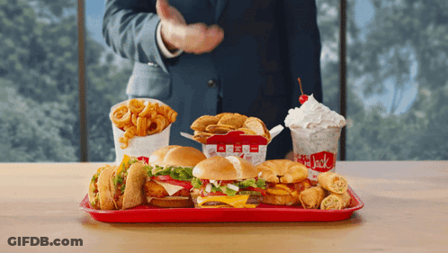 A Tray Of Jack In The Box Fast Food Items GIF