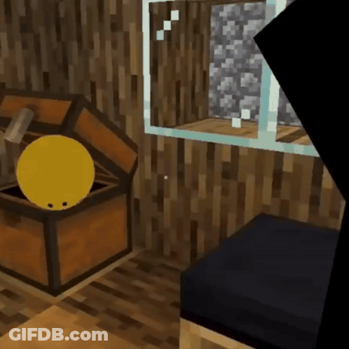 A Treasure Chest In A Minecraft Game With A Gold Coin Inside GIF
