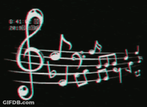 A Treble Clef Is Surrounded By Music Notes And The Time Is 4:41 GIF