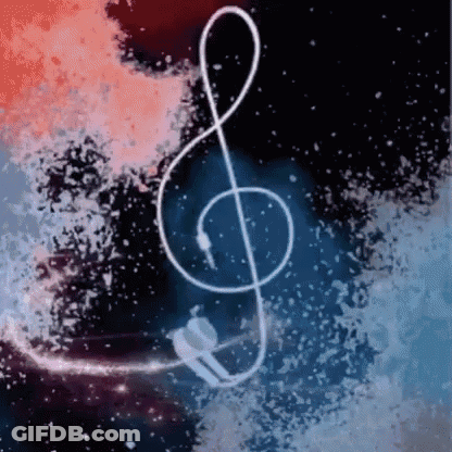 A Treble Clef With A Pair Of Headphones Connected To It GIF
