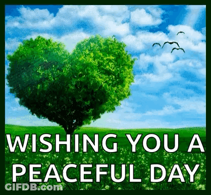 A Tree In The Shape Of A Heart With The Words Wishing You A Peaceful Day . GIF