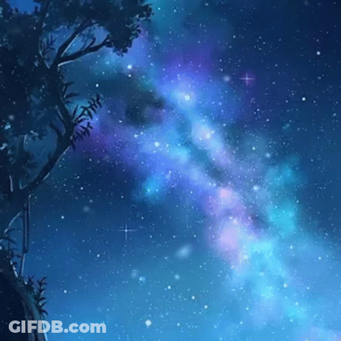 A Tree Is Standing In Front Of A Starry Night Sky GIF