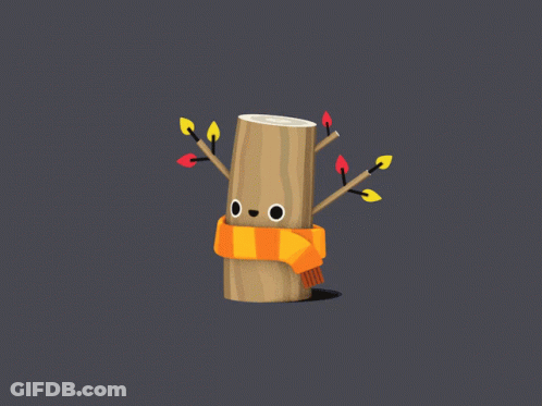 A Tree Stump With A Scarf Around It GIF