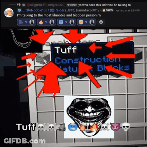 A Troll Face Is Surrounded By Arrows Pointing To A Sign That Says Construction GIF